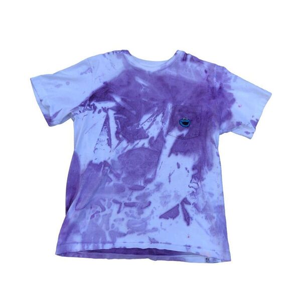 TIE Dyed Kaws X Uniqlo Sesame Street Cookie Monster Shirt Medium - Picture 7 of 8